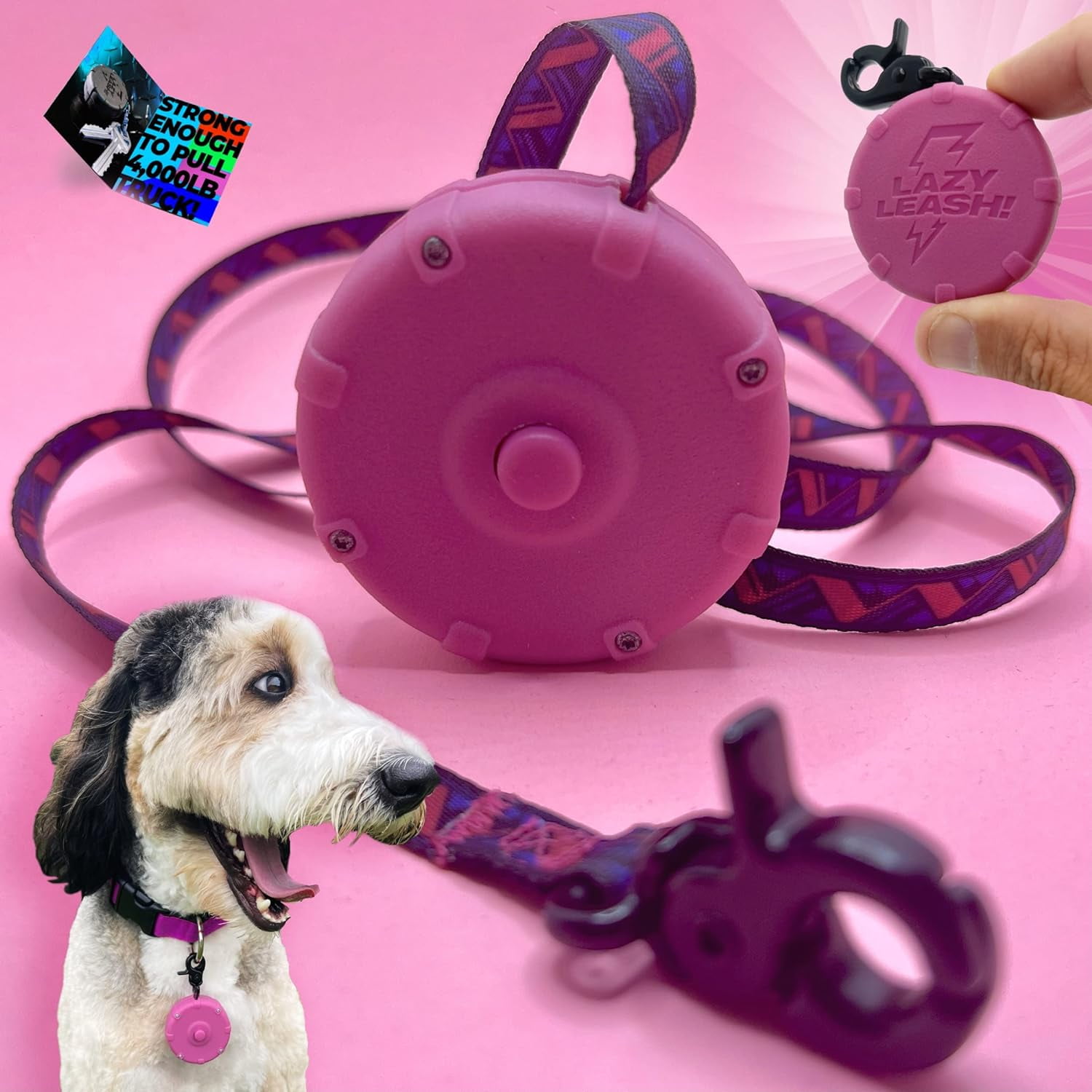 Pink Free Bonus Leash! Wearable Mini Adjustable Dog Leash for
