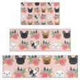 thumbnail image 1 of Pink French Bulldog Flowers Florals Kitchen Rugs Sets Of 3,Kitchen Runner Rugs Non Skid Washable,Decorative Kitchen Floor Mats for Kitchen,Sink,Laundry,17"x30"+ 17"x47" + 17"x59", 1 of 6