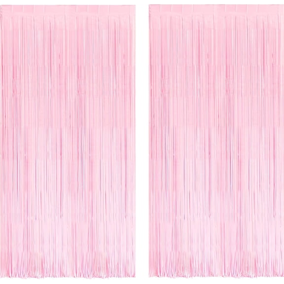 Pink Fringe Curtains Backdrop | Photo Booths Party Streamers | 2 Pack | for Graduation/Pastel /Baby/Cowgirl/Birthday/Bridal Shower/Bachelorette/Engagement/Sweet/Bow/Halloween Decorations
