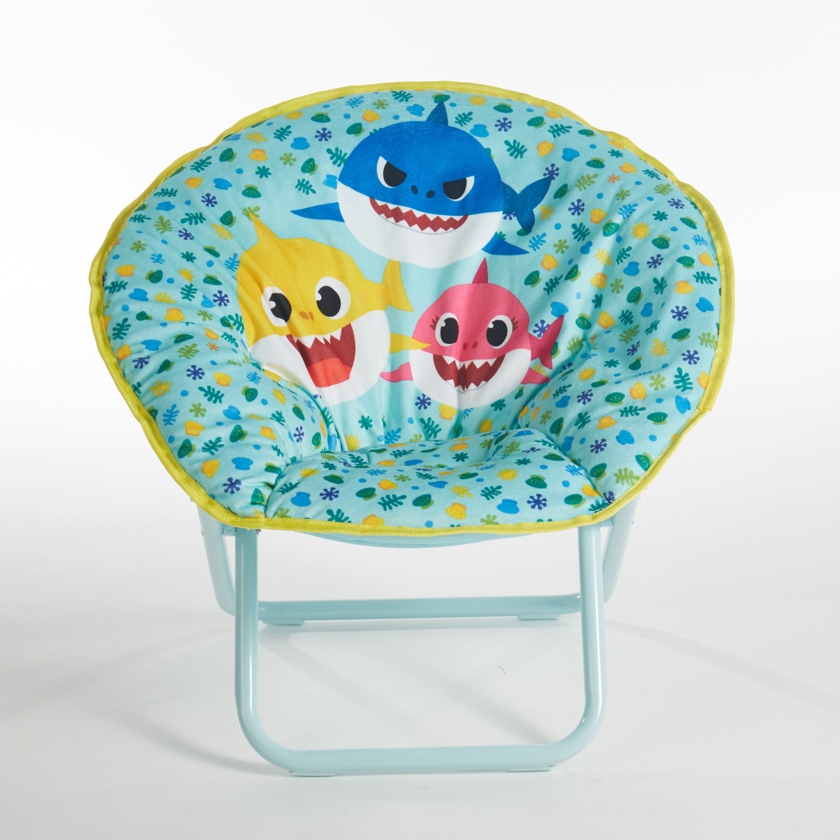 Pink Frog Baby Shark 19" Toddler Mini Saucer Chair, Blue Polyester
