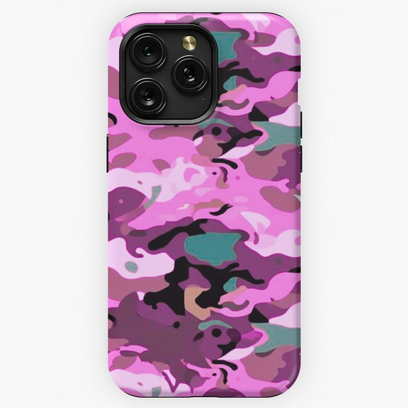 Pink Frost Camouflage Winter Forest Pattern iPhone Case 17 16 15 14 13 12 11 Pro Max