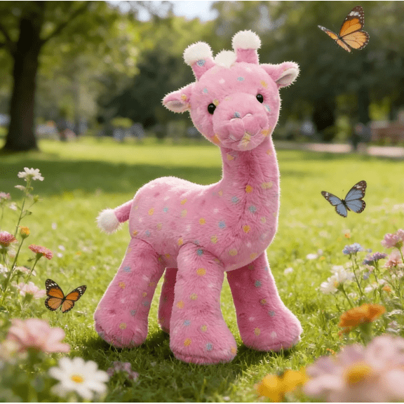 Pink Frosted Animal Giraffe Plush Doll Giraffe Plush Toys Collectible Giraffe Stuffed Toy Cute Easter Collectible Birthday Gift