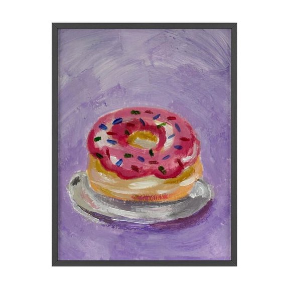 Pink Frosted Donut Poster, Unframed Paper Poster 8x10in