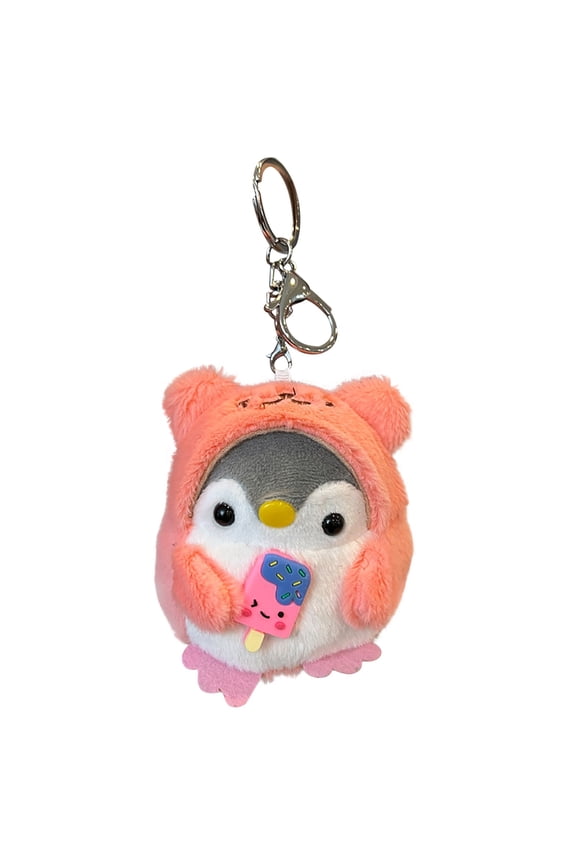 Pink Fruit Lollipop Little Penguin Pendant Toy For Bag Soft Plush Doll Keychain Decoration 10Cm