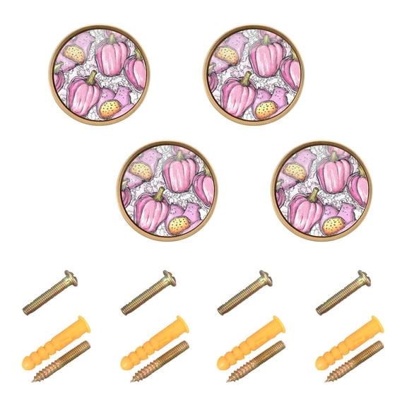 Pink Fruit Pattern Cabinet Furniture Knobs Drawer Metal Pulls 1.26in Acrylic Zinc Alloy Dual Screw Set