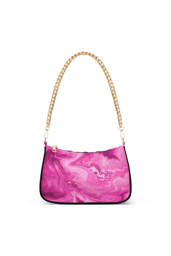 Pink Fuchsia Marble Womens Chain Shoulder Bag Tote Handbag Clutch Hobo Purse with Zipper for Travel Casual