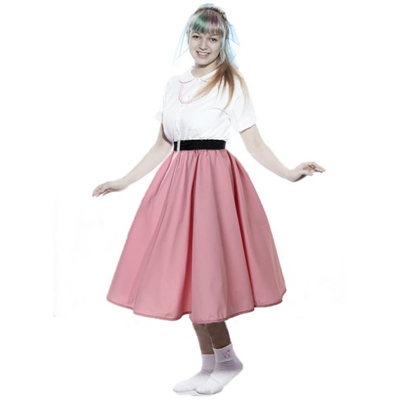 Pink Full Circle Skirt - 50s Style Swing Dance - Elastic Waist
