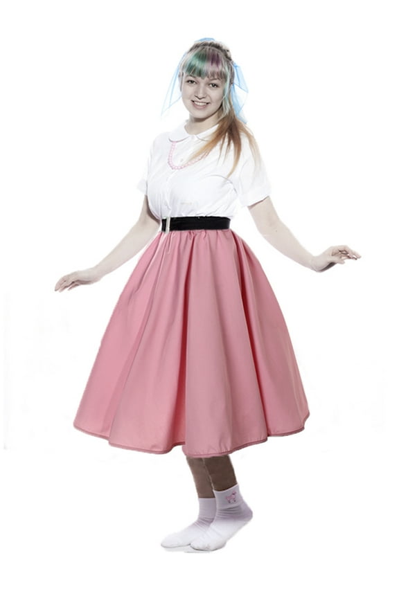 Pink Full Circle Skirt - 50s Style Swing Dance - Elastic Waist