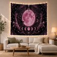 thumbnail image 1 of Pink Full Moon Within Black Lace, Roses and Bows, Dreamy Gothic for Dark Art Lovers, Lunar Wall Art, Halloween Gift, Tapestry Wall Hanging for Bedroom and Studio, 1 of 7