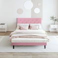 thumbnail image 1 of Pink Full Size Upholstered Bed With Linen Headboard - No Box Spring Needed, Simple Assembly, 500 Lbs Weight Limit Modern Necessary, Easy Stable Structure, 1 of 6