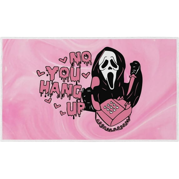 Pink Funny Ghost Door Mat 17 x 29 Inch - Horror Ghost Entryway Rug, Romantic Halloween Valentine''s Day Outdoor Front Door Welcome Mat for Home, Kitchen, Bathroom Decor