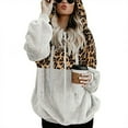 thumbnail image 1 of Pink Fur Jacket, Womens Casual Fleece Hoodie Jackets with Pockets Fashion Leopard Printed Color Block Coats Witer Fuzzy Zip Up Outwear Women Lightweight Jacket, 1 of 5
