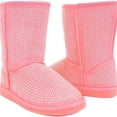 thumbnail image 1 of Pink Fur Rhinestone Faux Shearling Round Toe Boots, 1 of 1