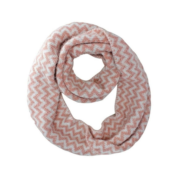 Pink Fuzzy Knit Chevron Infinity Scarf