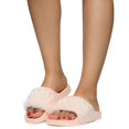 thumbnail image 1 of Pink Fuzzy Pearls Slip-on Slides Flat Sandals, 1 of 5