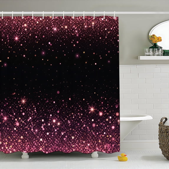 Pink Galaxy Shower Curtain 72x72, Waterproof Washable Polyester Bathroom Curtain, Galaxy Bath Curtain with 12 Plastic C Hooks, Machine Washable Fabric Bath Curtain for Bathroom Decor