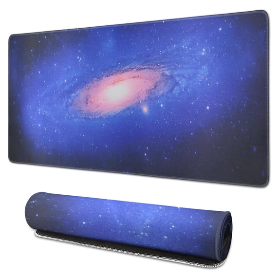 Pink Galaxy mouse Padswaterproof,rubber+multispandexnon Slip MousematDesk Pad for Office Home Game 31.5x15.7inches