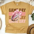 thumbnail image 1 of Pink Game Day Shirt | Sparkly Football Bow Graphic Tee for Women, Gold, Size XL, 1 of 6
