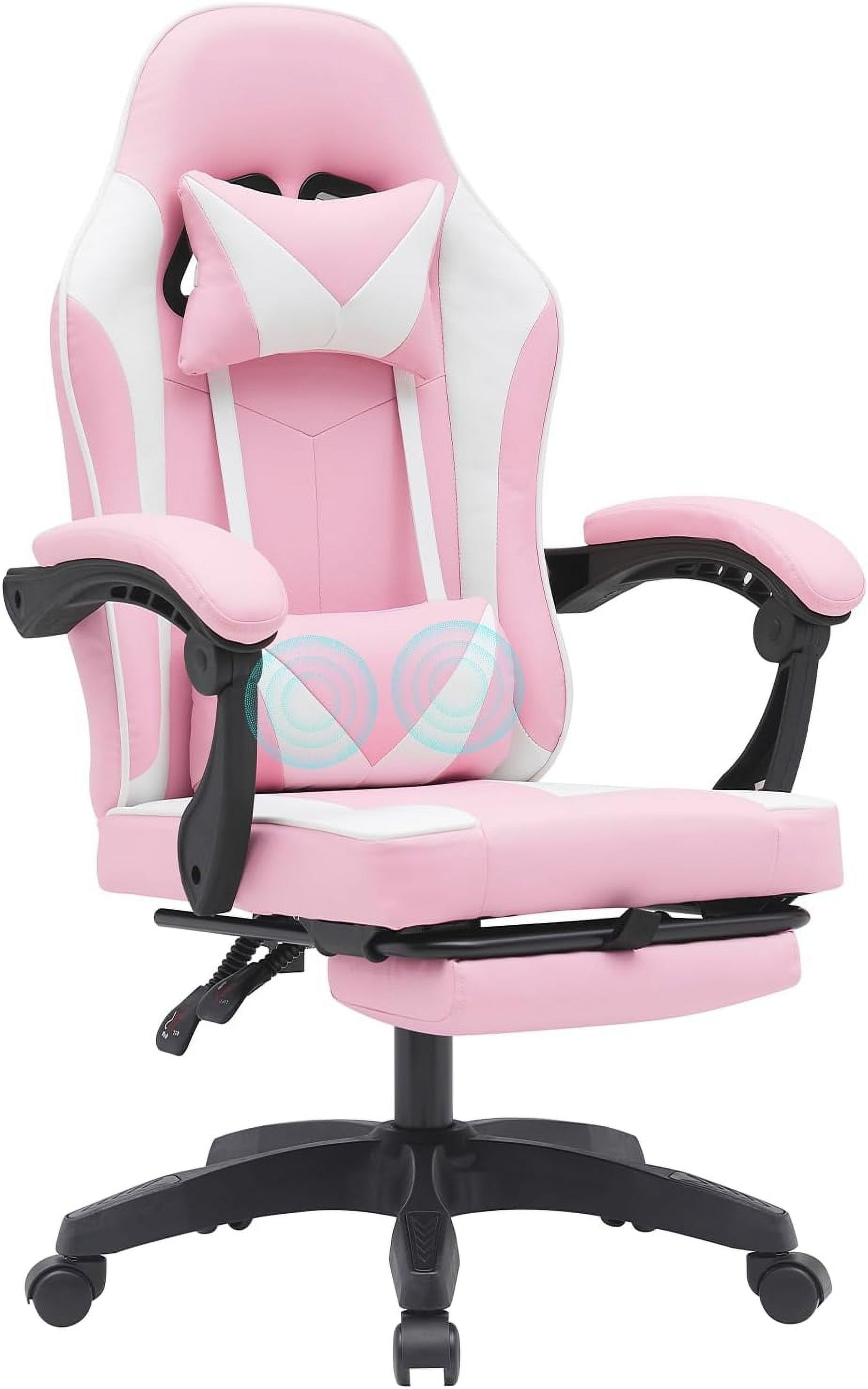 Pink Gaming Chair Reclining Gaming Chairs for Adults Ergonomic Game Chair with Foot Rest and ...