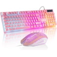 thumbnail image 1 of Pink Gaming Keyboard and Mouse Combo with LED, 104 Keys Wired Light Up Pink Keyboard and Cute Mouse Set for PC Laptop Computer PS4 PS5 Xbox, 19 Keys Anti-ghosting, Multimedia Keys, Number Pad, 1 of 4