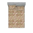 thumbnail image 1 of Pink Garden Fitted Sheet & Pillow Sham Set, Dreamy Flower Inspirations Rose Pattern on Jungle Colors Boho Art, Decorative Printed 3 Piece Bedding Decor, King, Blush Pistachio Green, by Ambesonne, 1 of 2