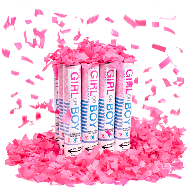 12 Pack of Pink Confetti Canon for Gender Reveal