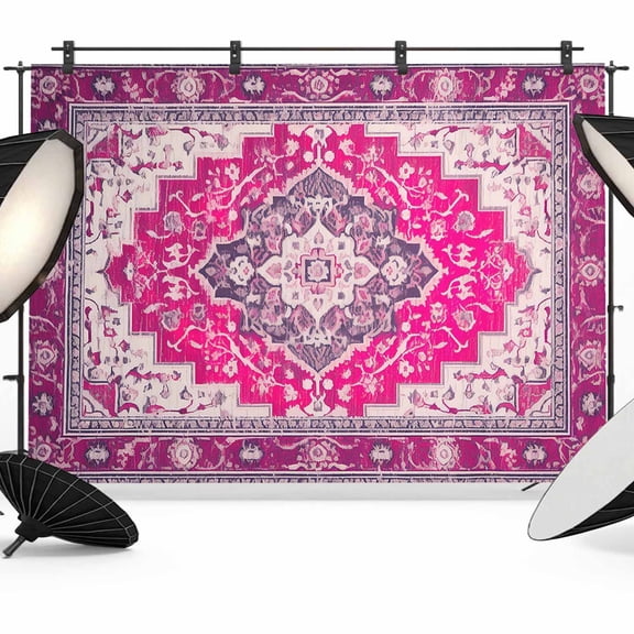 Pink Geometric Backdrop for Photoshoot,Photography Photo Studio Background Wall Backdrop,Middle Century Boho Ethnic Abstract Southwestern Back Drop Banner Panel for Portraits Wedding Party 8x6Ft