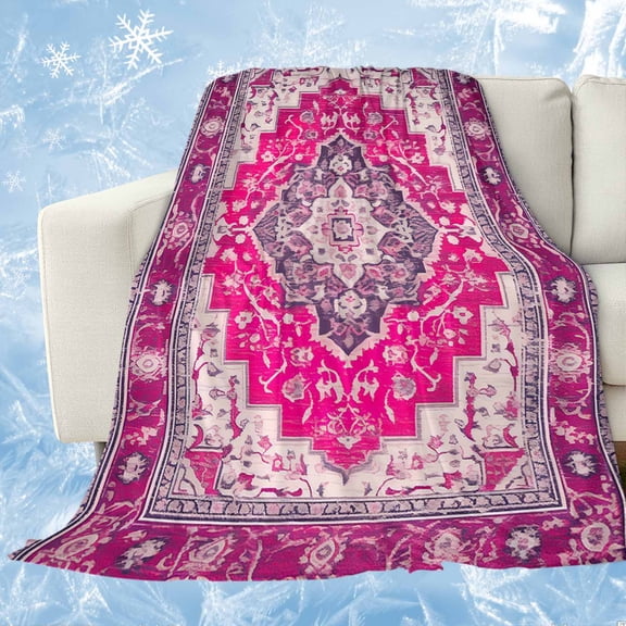 Pink Geometric Cooling Blanket,Lightweight Summer Throw Blanket with Double Sided Cold Effect,Middle Century Boho Ethnic Abstract Southwestern Picnic Blankets Bed Sheet for Hot Sleepers 30"x40"