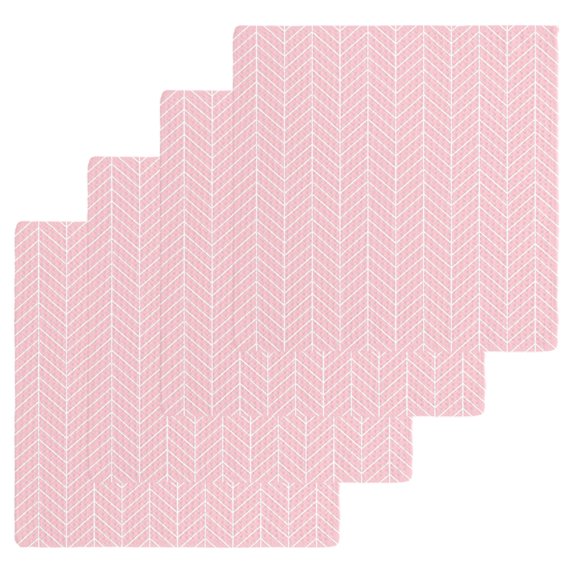 Pink Geometric Kitchen Dish Towels for Drying Dishes Set of 4, Modern Minimalism Solid Color Striped Waffle Weave Microfiber Hand Tea Bathroom Towels Quick Dry & Absorbent Towel 12x12