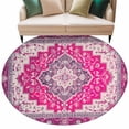 thumbnail image 1 of Pink Geometric Large Area Rugs for Bedroom Living Room, Soft Non Slip Carpet Bedside Rug, Middle Century Boho Ethnic Abstract Southwestern Round Floor Cover Kitchen Accent Rug 6' for Office, 1 of 9