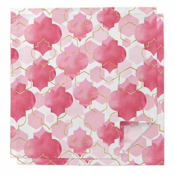 Pink Geometric Moroccan Cloth Napkins, Abstract Art Pink Ombre Modern Washable and Reusable Dinner Napkins Set of 2, Table Napkin for Kitchen Party Birthday Wedding Hotel Housewarming 20"x20"