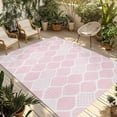 thumbnail image 1 of Pink Geometric Outdoor Rug for Patio/Deck/Porch, Non-Slip Large Area Rug 3 x 5 Ft, Morocco Modern Simple Abstract Aesthetic Indoor Outdoor Rugs Washable Area Rugs, Camping Rug Carpet Runner, 1 of 8