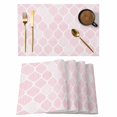 thumbnail image 1 of Pink Geometric Placemats Set of 8, Morocco Modern Simple Abstract Aesthetic Placemats for Dining Table, Place Mats for Kitchen Tabletop, Waterproof Wipeable Dining Table Mats Set, 1 of 9