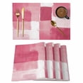 thumbnail image 1 of Pink Geometric Placemats Set of 8, Watercolor Ombre Modern Abstract Art Placemats for Dining Table, Place Mats for Kitchen Tabletop, Waterproof Wipeable Dining Table Mats Set, 1 of 9
