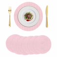 thumbnail image 1 of Pink Geometric Round 13 Inch Placemats Set of 6, Modern Minimalism Solid Color Striped HeatResistant Non Slip Place Mats for Dining Table, Wipeable Braided Kitchen Table Mats for Housewarming, 1 of 9