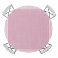 thumbnail image 1 of Pink Geometric Round Fitted Tablecloth with Elastic Edge, Waterproof Table Cloth Table Cover for 45"-54" Tables, White Greek Key Design Burlap Modern Art Tablecloths for Dining Picnic Indoor Outdoor, 1 of 9