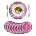 thumbnail image 1 of Pink Geometric Round Placemats Set of 8 for Dinning Tables,Heat-proof Braided Table Mats 13 Inch,Middle Century Boho Ethnic Abstract Southwestern Washable Place Mat for Kitchen Restaurant Party Table, 1 of 9