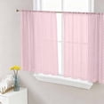 thumbnail image 1 of Pink Geometric Sheer Curtains 45 Inch Length 2 Panels Set Window Treatments, Modern Minimalism Solid Color Striped Rod Pocket Semi Curtains for Living Room/Bedroom/Kitchen Décor, 104"W x 45"L, 1 of 7
