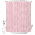 thumbnail image 1 of Pink Geometric Shower Curtain Set - Standard 72" x 72" Washable Bathtub Curtain with 12 Hooks, Modern Minimalism Solid Color Striped Waterproof Fabric Stall Shower Curtains for Bathroom Décor, 1 of 6