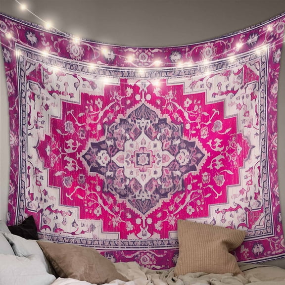Pink Geometric Small Tapestry for Bedroom Wall Hanging Tapestry,Middle Century Boho Ethnic Abstract Southwestern Ceiling Backdrop Tapestries Poster Blanket Wall Decor for Living Room 23" x 28"