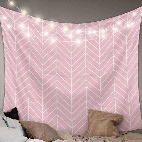 Pink Geometric Small Tapestry for Bedroom Wall Hanging Tapestry, Modern Minimalism Solid Color Striped Ceiling Backdrop Tapestries Poster Blanket Wall Decor for Teens Room Living Room Dorm 23" x 28"