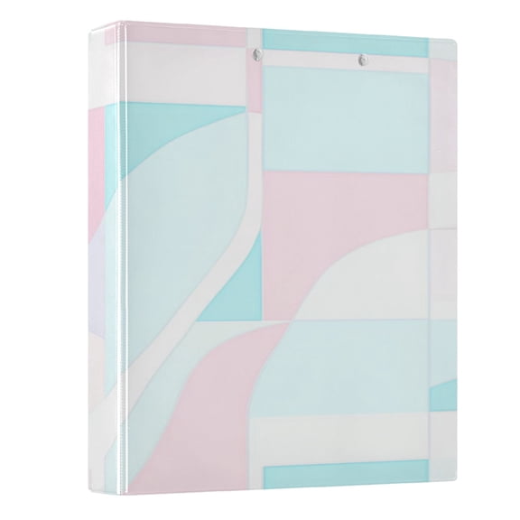 Pink Geometric Straight Line 3 Ring Hardcover Binders 1.5in Round Rings for Letter-Size Folder Paper Organizer Pockets for Office Student Recipe