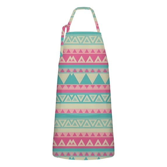 Pink Geometric Stripe Pattern Apron-Garden Aprons for Women with Pockets-Cotton Linen Waterproof Kitchen Cooking Gardening Aprons Adjustable for Kitchen,Cooking,BBQ and Salon 33x27 Inch