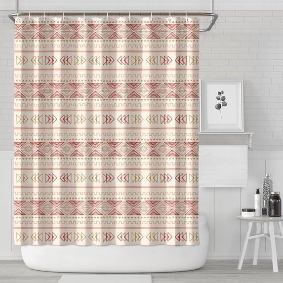 Pink Geometric Striped Pattern Shower Curtain 72"x84" ,Bathroom Decorative Shower Curtains Set with 12 Hooks,Modern Waterproof Washable Shower Curtain