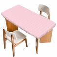 thumbnail image 1 of Pink Geometric Table Cloths for 6 Foot Rectangle Tables, Modern Minimalism Solid Color Striped Patio Waterproof Elastic Fitted Tablecloths, Washable Rectangular Table Cover for Camping, 1 of 8