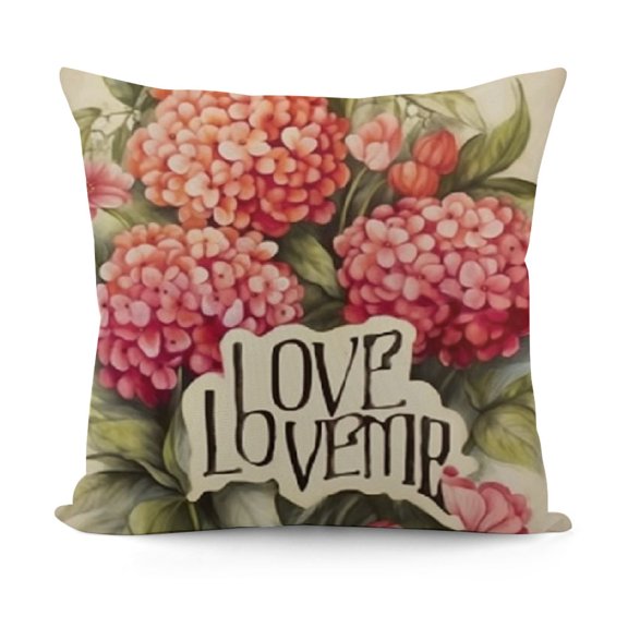 Pink Geranium Flower Decorative Throw Pillow Covers weet Home Floral Mason Jar Spring Summer Cushion Case Decor, Bloom with Grace Live Laugh Love Home Decoration for Sofa Couch