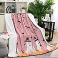 thumbnail image 1 of Pink Ghost Bat Halloween Pattern Blanket,Comfortable Soft Lamb Wool Throw Blanket,All Season,Warm Lightweight Blankets for Sofa Bed Couch Living Room Chair,60"x80", 1 of 4