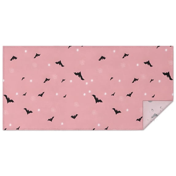 Pink Ghost Bat Halloween Pattern Rectangle Tablecloth 60"x120",Waterproof Polyester Rectangle Table Cloth, Wipeable Spillproof Polyester Tablecloth for Dining, Camping, Indoor and Outdoor