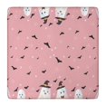 thumbnail image 1 of Pink Ghost Bat Halloween Pattern Square Fitted Tablecloth with Elastic Edge,Square Table Cover,Washable Elastic Table Cover for Home Kitchen Party Decor 36"x36", 1 of 6