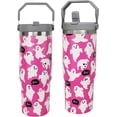 thumbnail image 1 of Pink Ghost Tumbler With Handle,Halloween Gifts for kids,Halloween Tumbler With Lid and Straw 30oz Stainless Steel Insulated Tumblers Pink Ghost Travel Cup Cute Halloween Coffee Mug for Women, 1 of 6